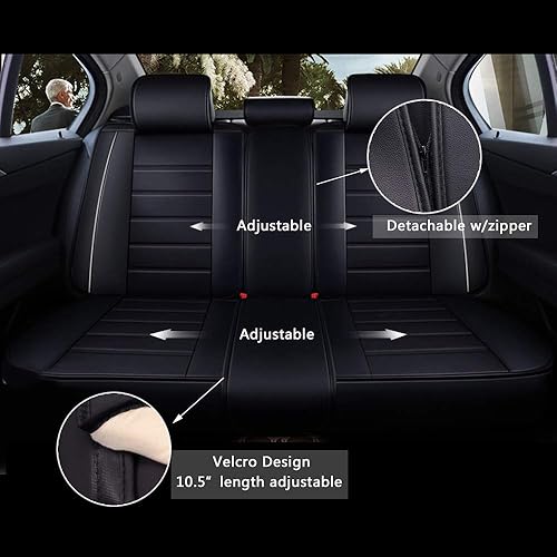 Miniatura 4 de OTOEZ - Protector de piel sintética de lujo para asiento de auto para 5 asientos. Protector completo de asiento delantero y trasero. Ajuste