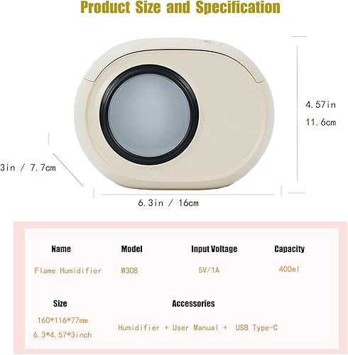 Miniatura 6 de Mini difusor de aromaterapia de 13.5 fl oz con luz nocturna, 1800 mAh, funciona con pilas, difusor de aceite esencial inalámbrico, humidificador de