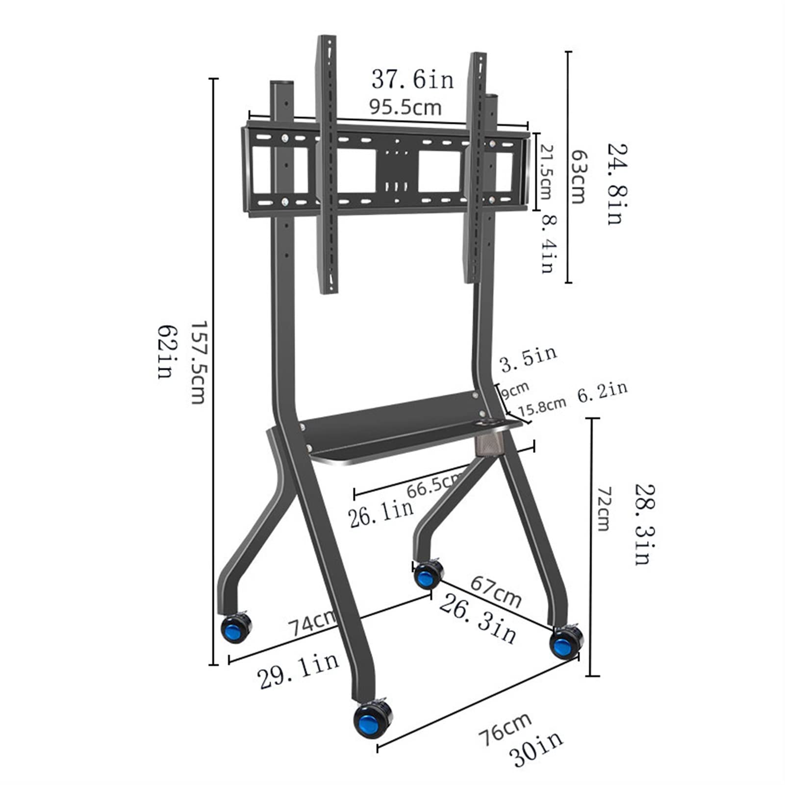 Supporto TV Supporto TV Home Supporto TV mobile dal pavimento al soffitto Ufficio Sala conferenze Display da 65/75/85/98 pollici Supporto verticale integrato Staffa TV