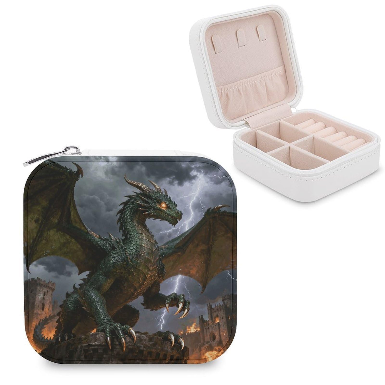 LZQPOEAS Dragon Jewelry Box, PU Patterned Storage Case, Portable Travel Jewelry Organizer Box for Storing Rings, Pendants, Earrings, Necklaces, And Women's Specialized