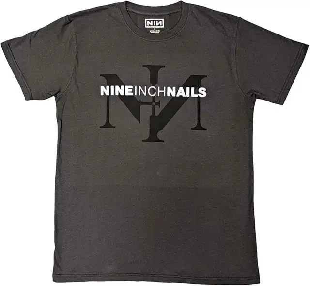 Official Nine Inch Nails Icon & Logo Unisex T-Shirt - Charcoal Grey