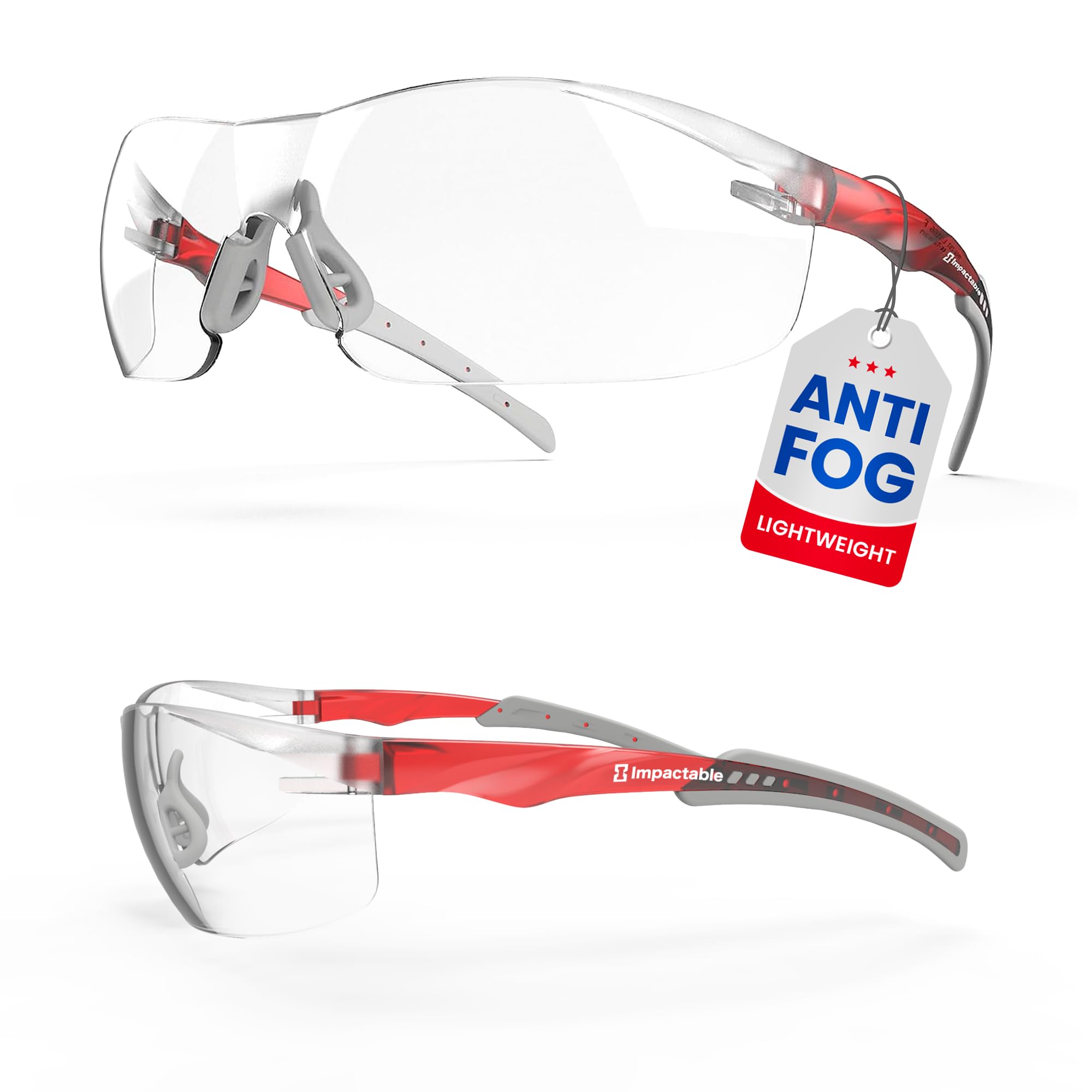 Pickleball Schutzbrille Damen Herren, Schutz, klassisch rot | ANSI Z87.1, beschlagfreie und kratzfeste Schutzbrille für Arbeit, Racquetball, Squash