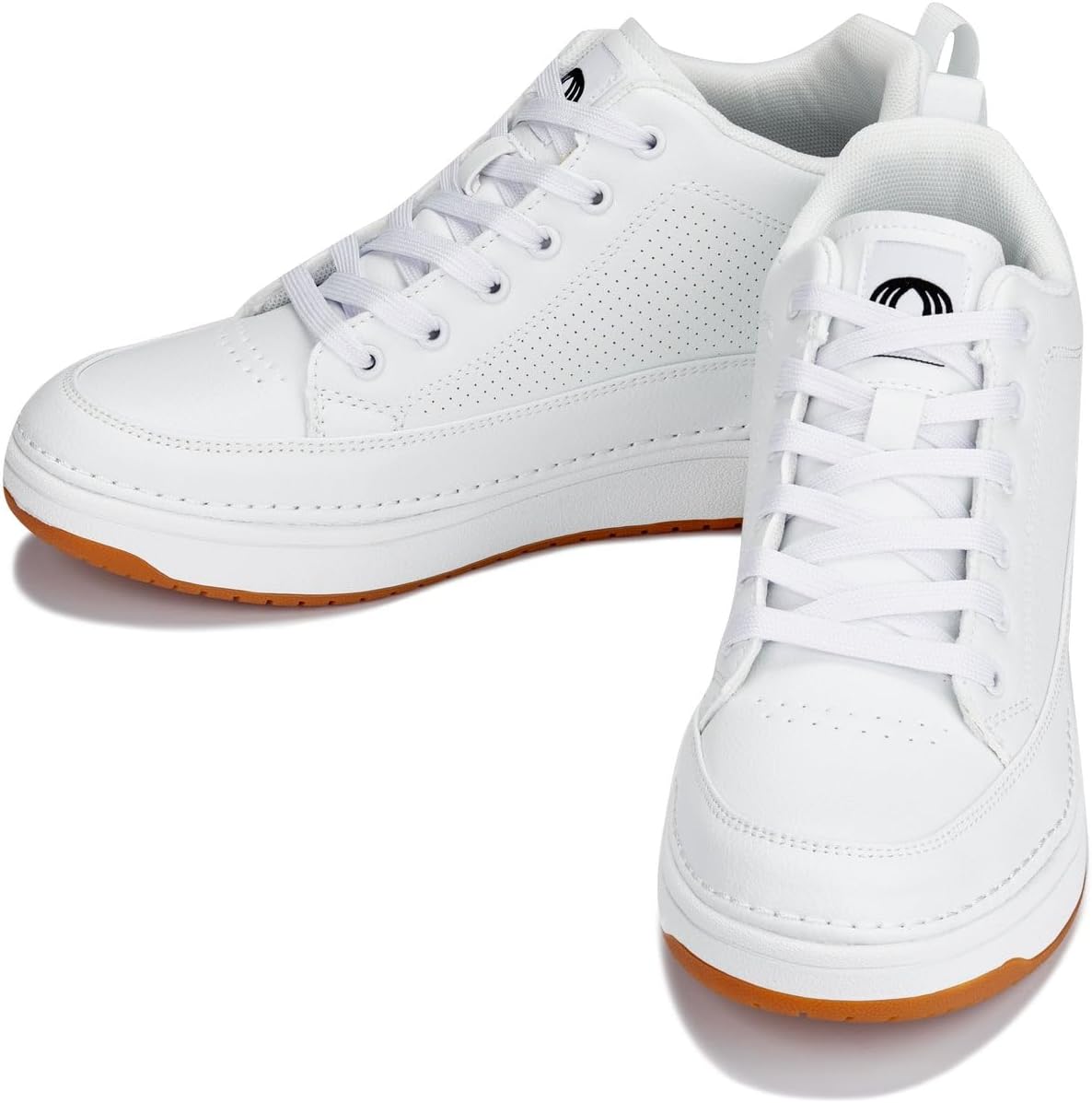 CALTO Men's Invisible Height Increasing Elevator Shoes - Casual Low-top Leatherette Sneakers - 2.4 Inches Taller