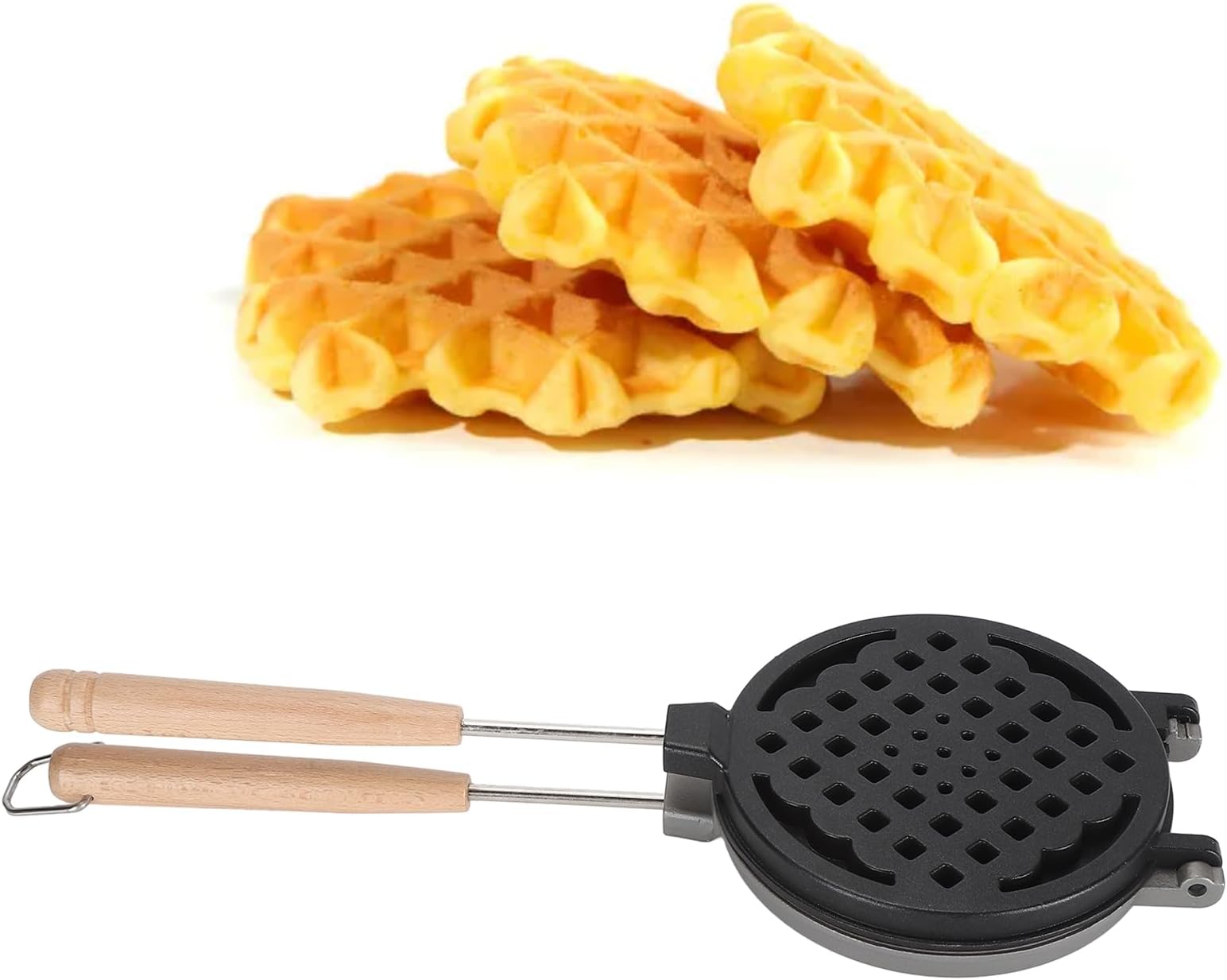 Gavigain Cast Iron Waffle Maker Stove Top,Mini Nonstick Waffle Maker Pan Efficient Dual Sided Coating for Home Use for Waffles Toaster