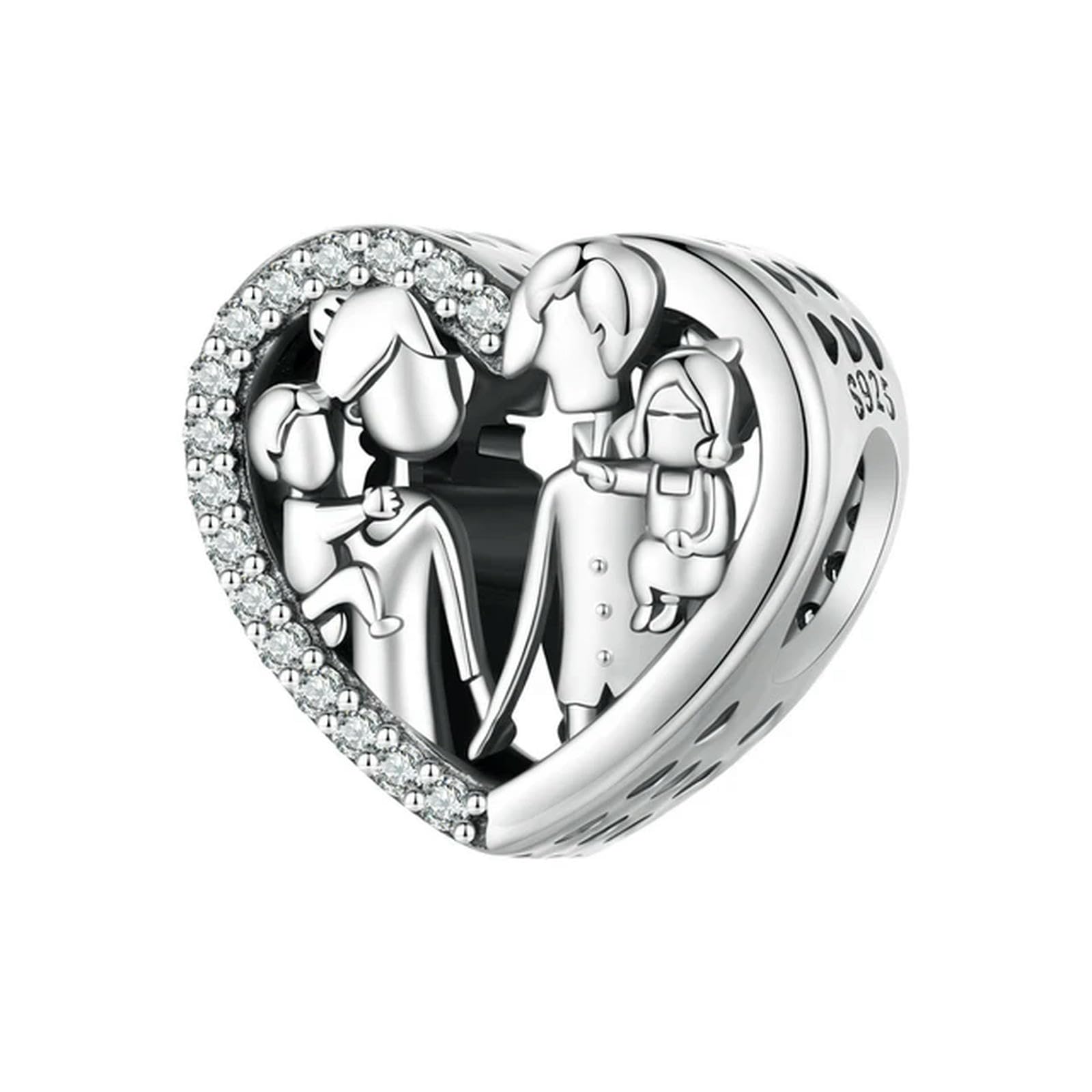 Colgante de pata de mascota con circonita rosa en plata de ley 925, cuentas de perro en forma de corazón para pulsera y collar de mujer, bricolaje