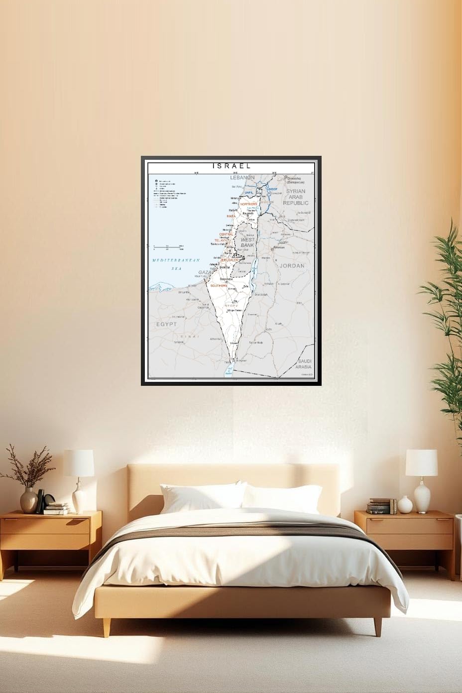 Wall Art Impact Modern Political Map of Israel – Detailed Middle East Geography Poster 【Laminated】