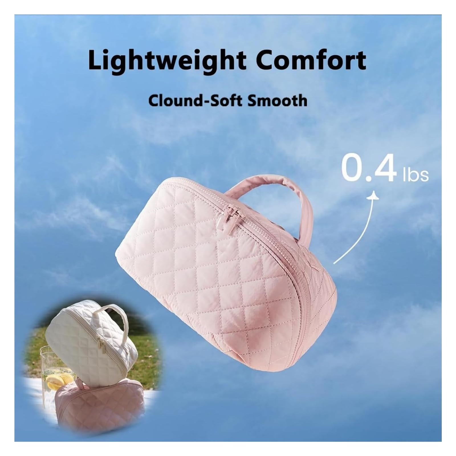 Puchata, rozkładana na płasko kosmetyczka, organizer na kosmetyki wodne, etui podróżne(2pcs A)