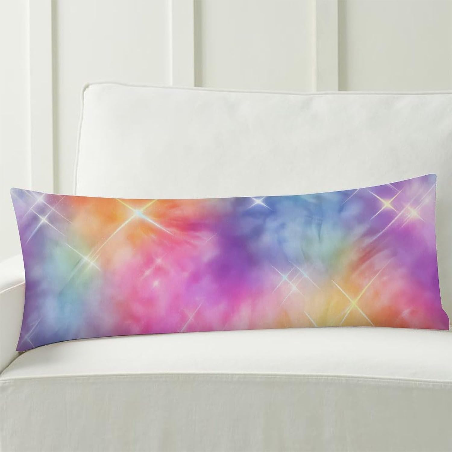 Rainbow Starry Lights Body Pillow Cover Long Cushion 18.9x53.1 Inch