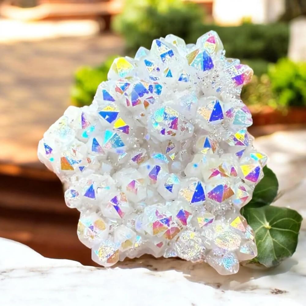 Natürlicher Angel-Aura-AB-Quarzcluster, Regenbogen-Geode