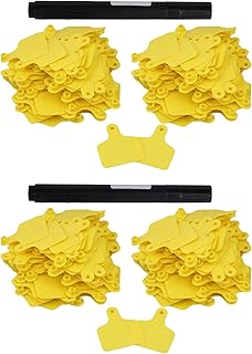 RDEXP Etiquetas de identificación de ganado de animales en blanco con bolígrafo de marcado, color amarillo, paquete de 200