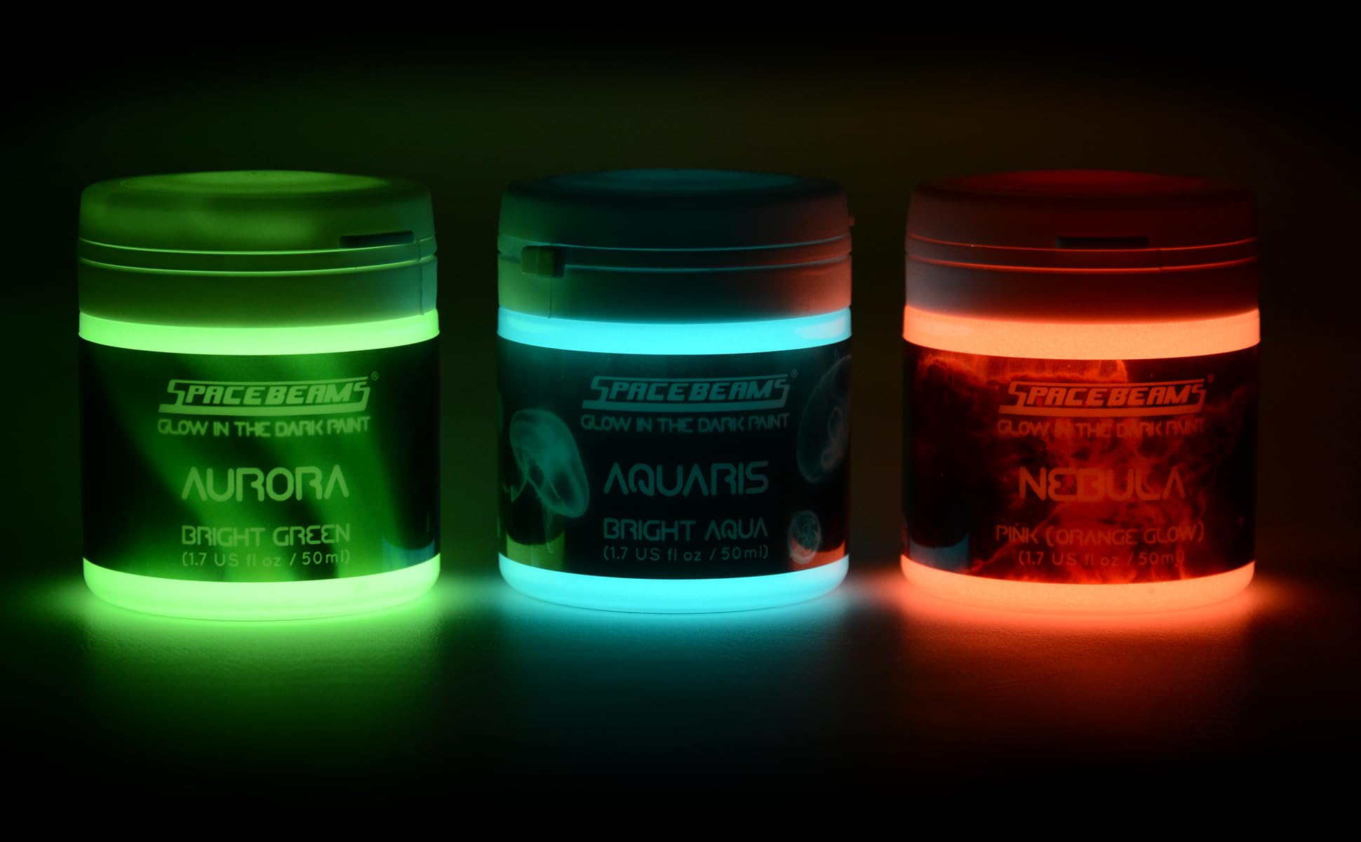 SpaceBeamsTriple Bundle: Aurora Bright Green (1.7 Fl Oz) and Aquaris Bright Aqua (1.7 Fl Oz) and Nebula Bright Orange (1.7 Fl Oz)