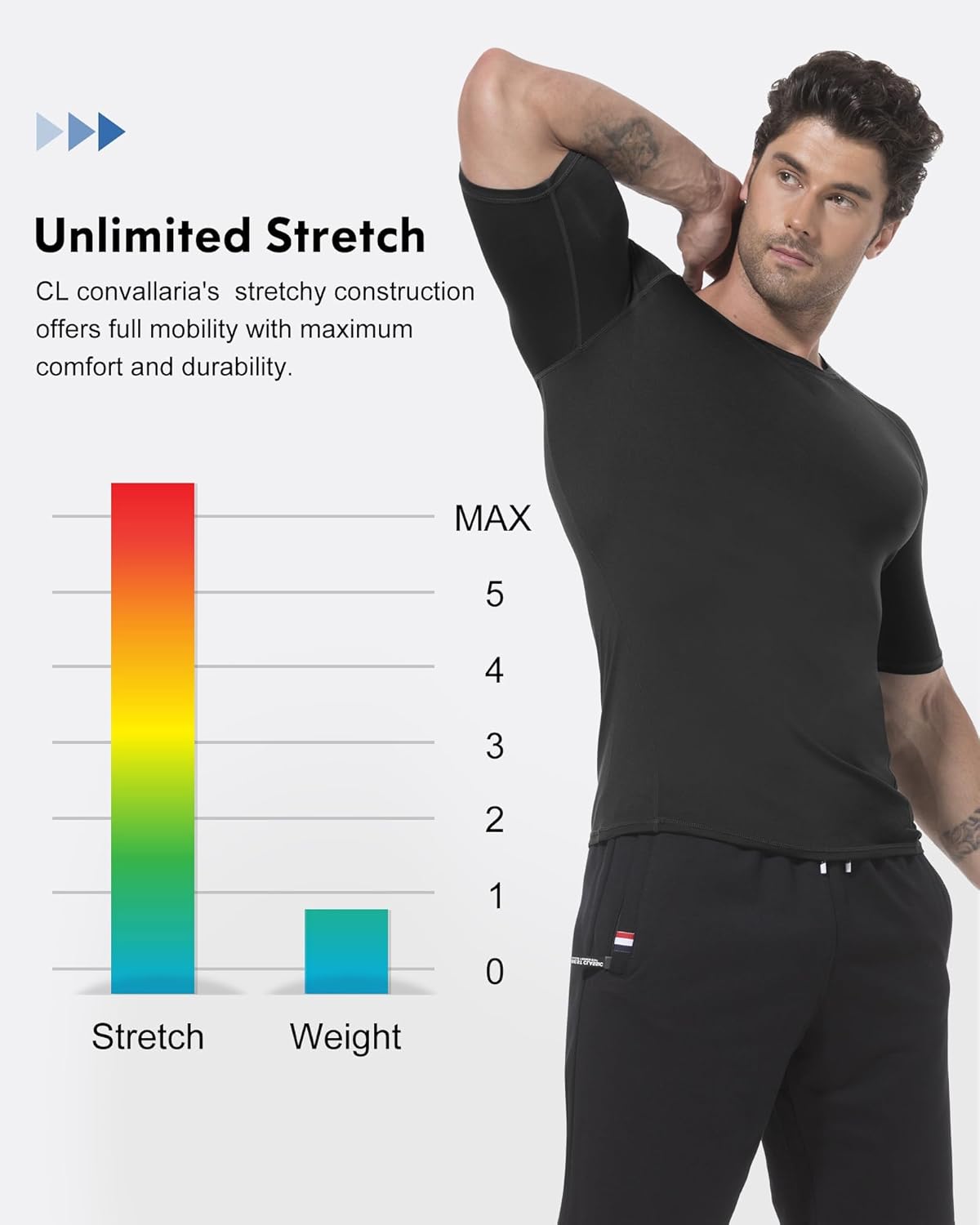 CL convallaria 4 or 5 Pack Mens Compression Shirt Workout Rash Guard Long Short Sleeve Undershirts for Athletic Gym Running - Image 5