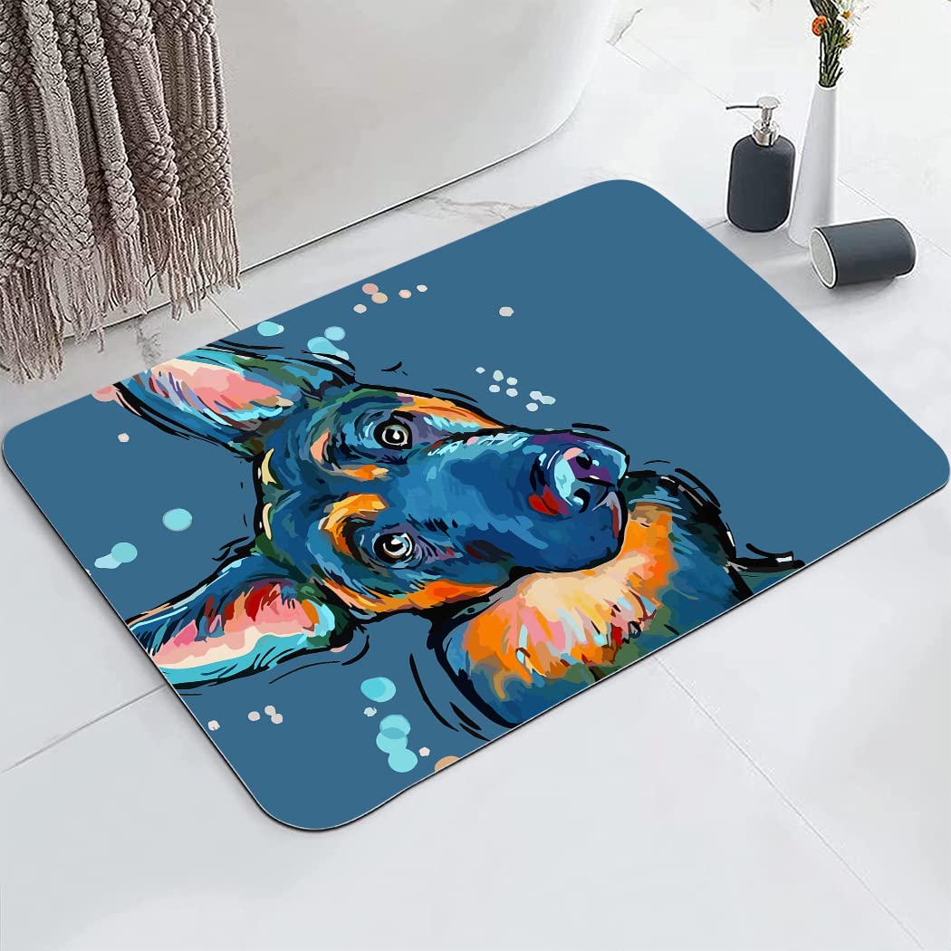 YISUMEI Cute German Shepherd Dog Bathroom Mat, Non-Slip Super Absorption Bath Carpet with Rubber Backing, Fit Under Bathroom Doormat Floor Rugs for Shower Buthtub Sink, 17"x24"