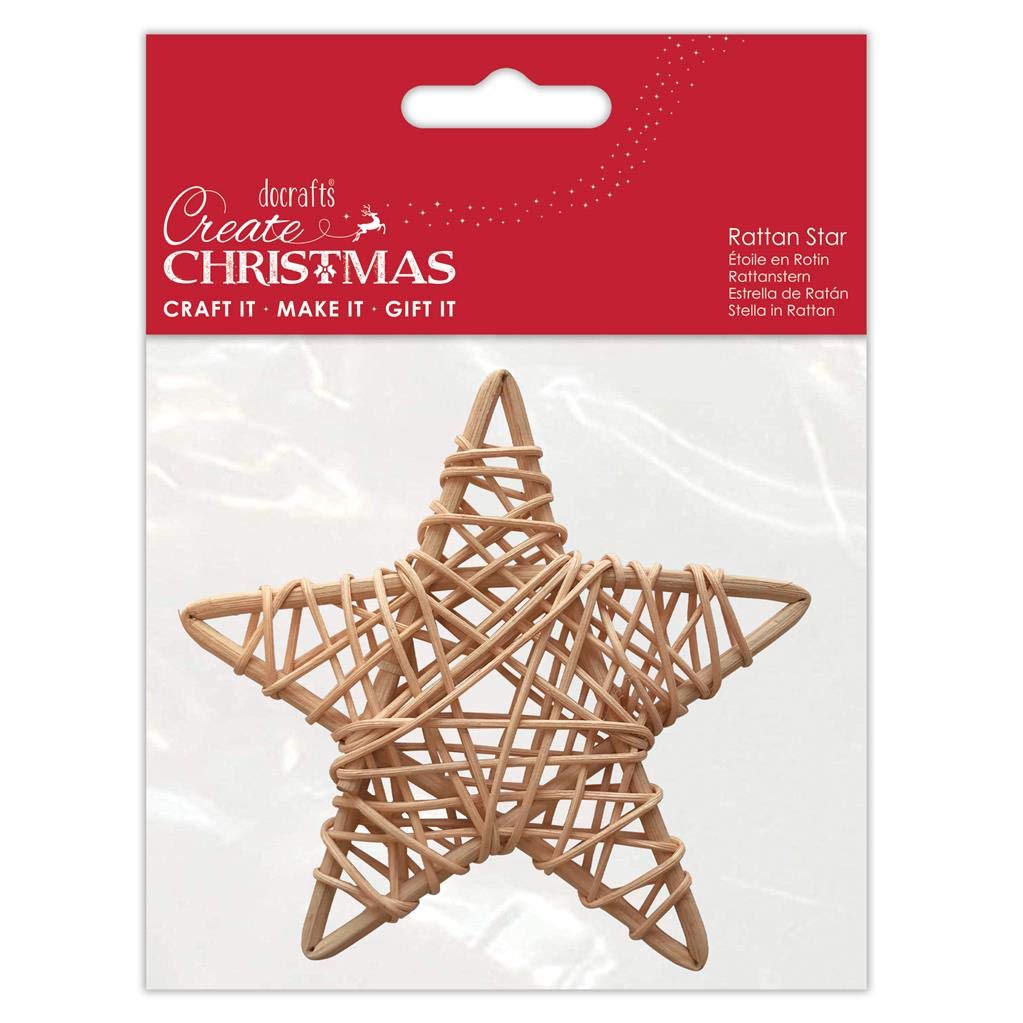 Create Christmas 10cm Rattan Wicker Star Natural, Christmas Home Decor, Craft, DIY Art & Craft Making, Wedding, Party, Wooden Effect