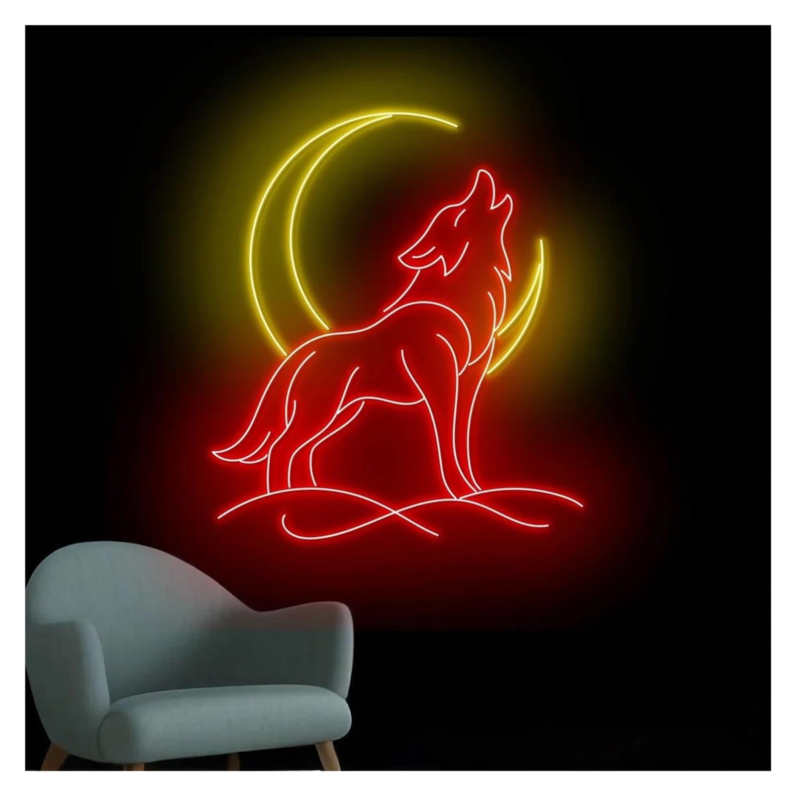SHOUXI Sign Lamp Wolf Neon Sign, USB Powered, Used for Art Decor of Lounge, Game Room, Bar and Man Cave Wall(40cm)