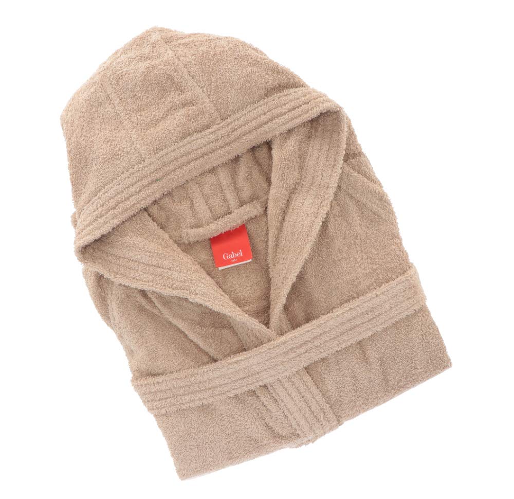 Gabel - Accappatoio adulto unisex in spugna di puro cotone idrofilo, tinta unita, peso spugna 380 gr/mq, ampie tasche, cintura e pratico cappuccio, anche come vestaglia.