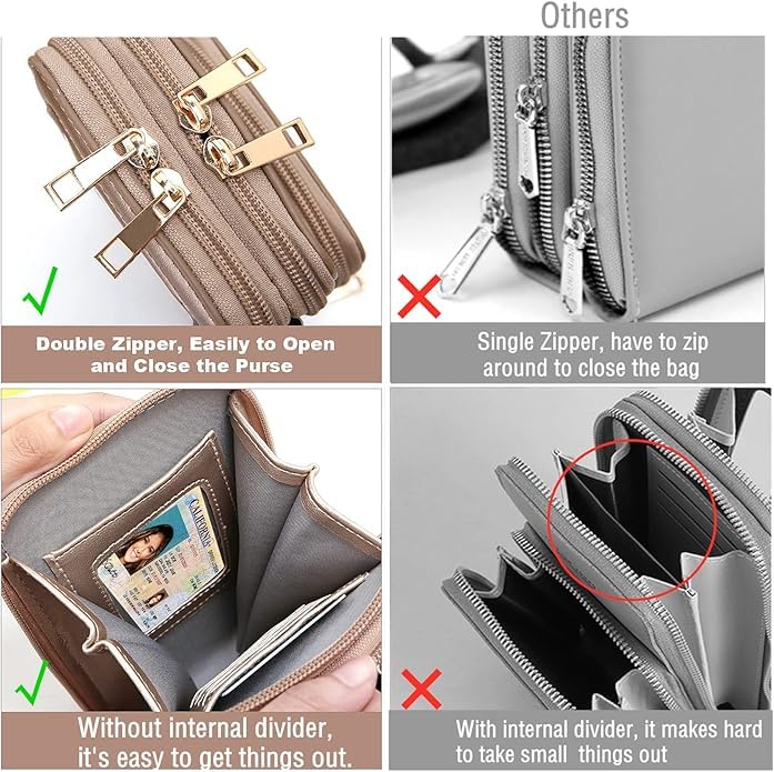 Image of Crossbody Cellphone Purse Women Touch Screen Bag RFID Blocking Wallet Handbag Shoulder Strap