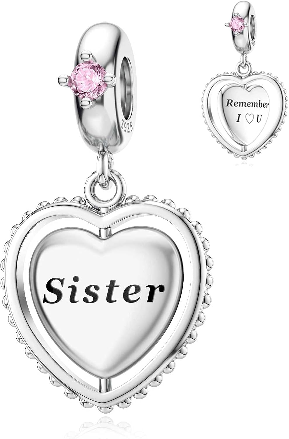 DALARAN Sister Mother Daughter Wife Charms for Pandora Bracelet Forever Always Love Charm for Birthday Christmas Sterling Silver Dangle Charm