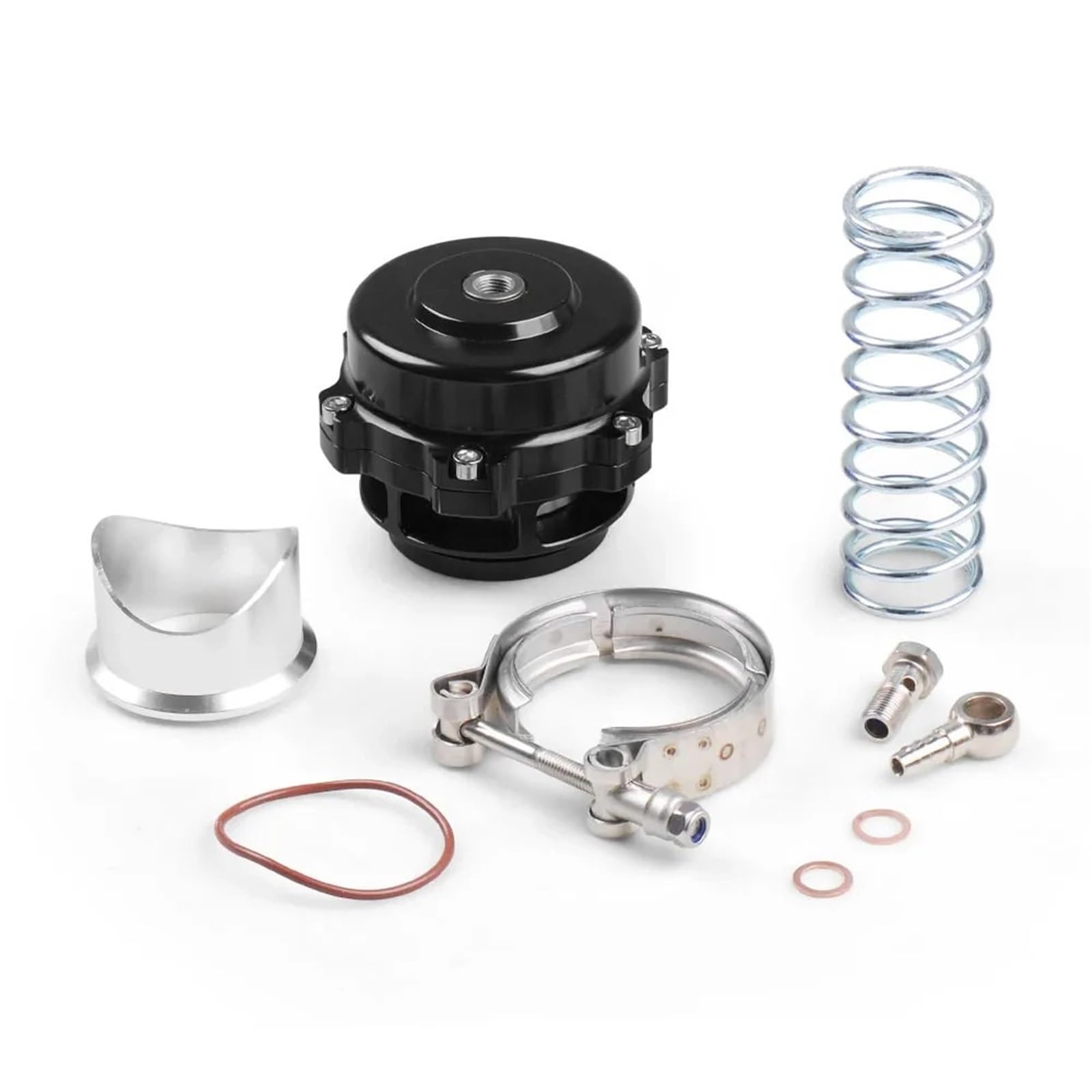 Blow Off Valve Do kolektora turbosprężarki Wastegate Zewnętrzny zawór upustowy z kołnierzem w kształcie litery V i zaworem odcinającym BOV Combo Turbo0 Turbo Splitter Zawór(Black)