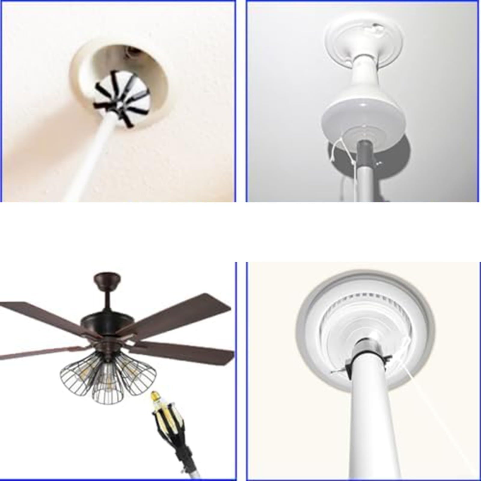 Strumento per cambiare lampadina con 3 teste, asta estensibile in acciaio inossidabile per soffitti alti, kit di rimozione della lampada per interni ed esterni, regolabile 150-360 cm (asta a