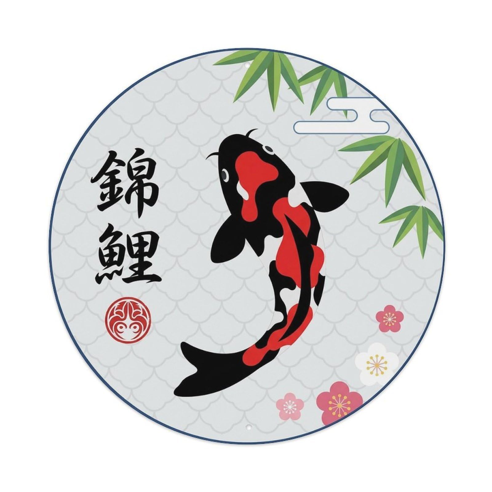 Yrnq 8X8inch Vintage Style Japanese Koi Fish Zen Garden Metal Tin Sign