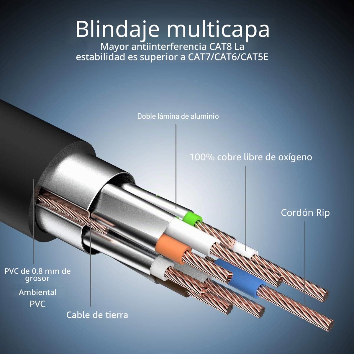 VEEtOP Cable Ethernet Cat 8 de Red con Conectores rj45 Oro para 40 Gigabit Internet LAN 2m Negro