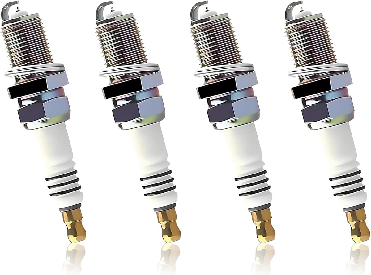 4 PCS Iridium Spark Plugs, High-performance Ignition System Spark Plug, Replacement OEM #5464 BKR5EIX11, Compatible with Hyundai,Kia,Nissan,Mitsubishi,Mazda,Subaru,Suzuki,Chevrolet (Silver)