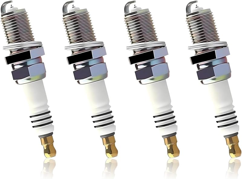 4 PCS Iridium Spark Plugs, High-performance Ignition System Spark Plug, Replacement OEM #5464 BKR5EIX11, Compatible with Hyundai,Kia,Nissan,Mitsubishi,Mazda,Subaru,Suzuki,Chevrolet (Silver)