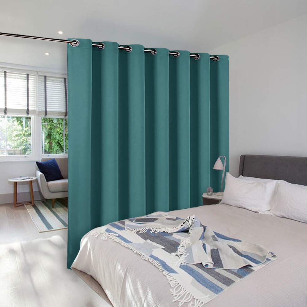 NICETOWN Wall Dividers for Rooms, Room Divider Curtain Screen Partitions, Vertical Blind for Sling Door, Blackout Window Curtains Privacy for Patio (Sea Teal, Single Panel, 9ft Tall x 8.3ft Wide)