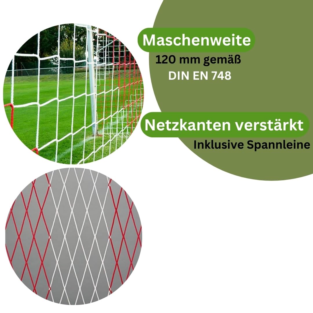 Fußball Jugend Tornetz Fußballtornetz 5,15 m x 2,05 m Tiefe Oben 1,00 unten 1,00 m Fußballnetz PP 4 mm