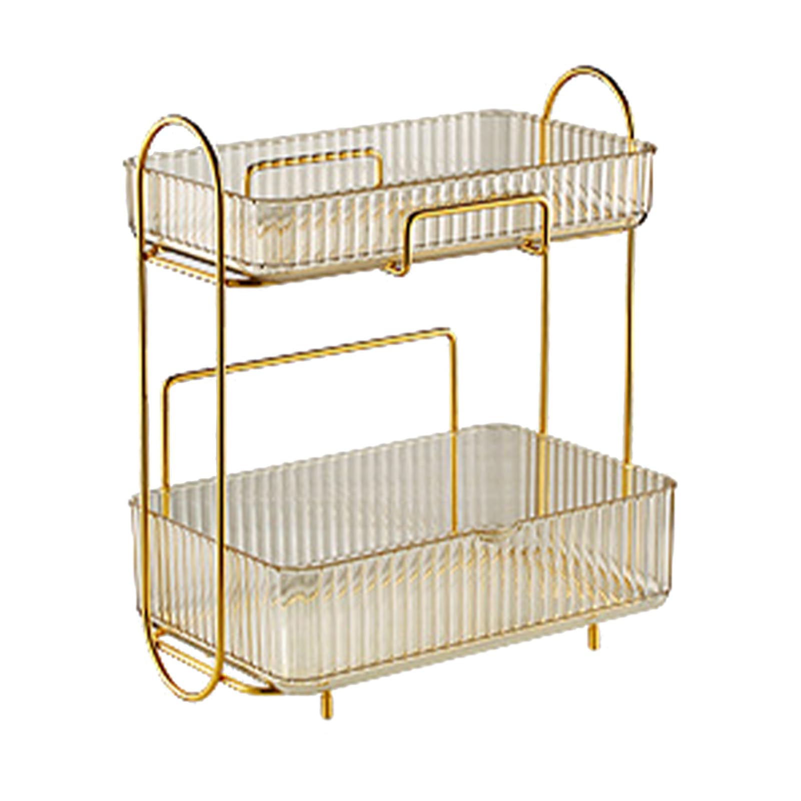 Cocoarm Organizer na Przybory do Makijażu Plastikowy Kosmetyczny Organizator na Przybory do Makijażu 2 Poziomy 12,0 X 7,1 X 14,0 Cali Duża Półka Blacie Toaletki w łazience, Sypialni i Przechowywania
