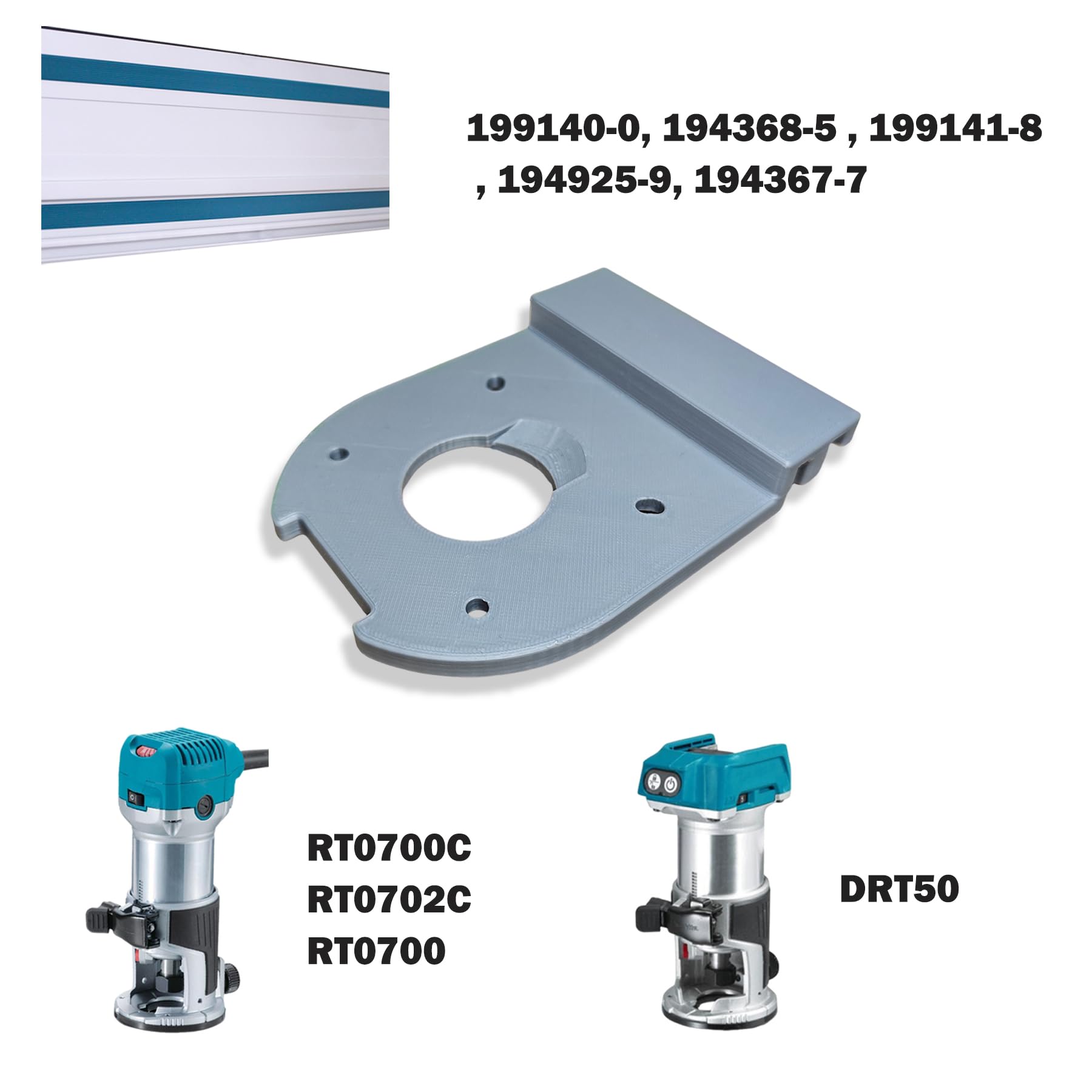 Decoralin Guide Rail Adapter Compatible with Makita DRT50, RT0700C, RT0702C, RT0700 - Router Attachment for Makita Guide Rails - Image 2