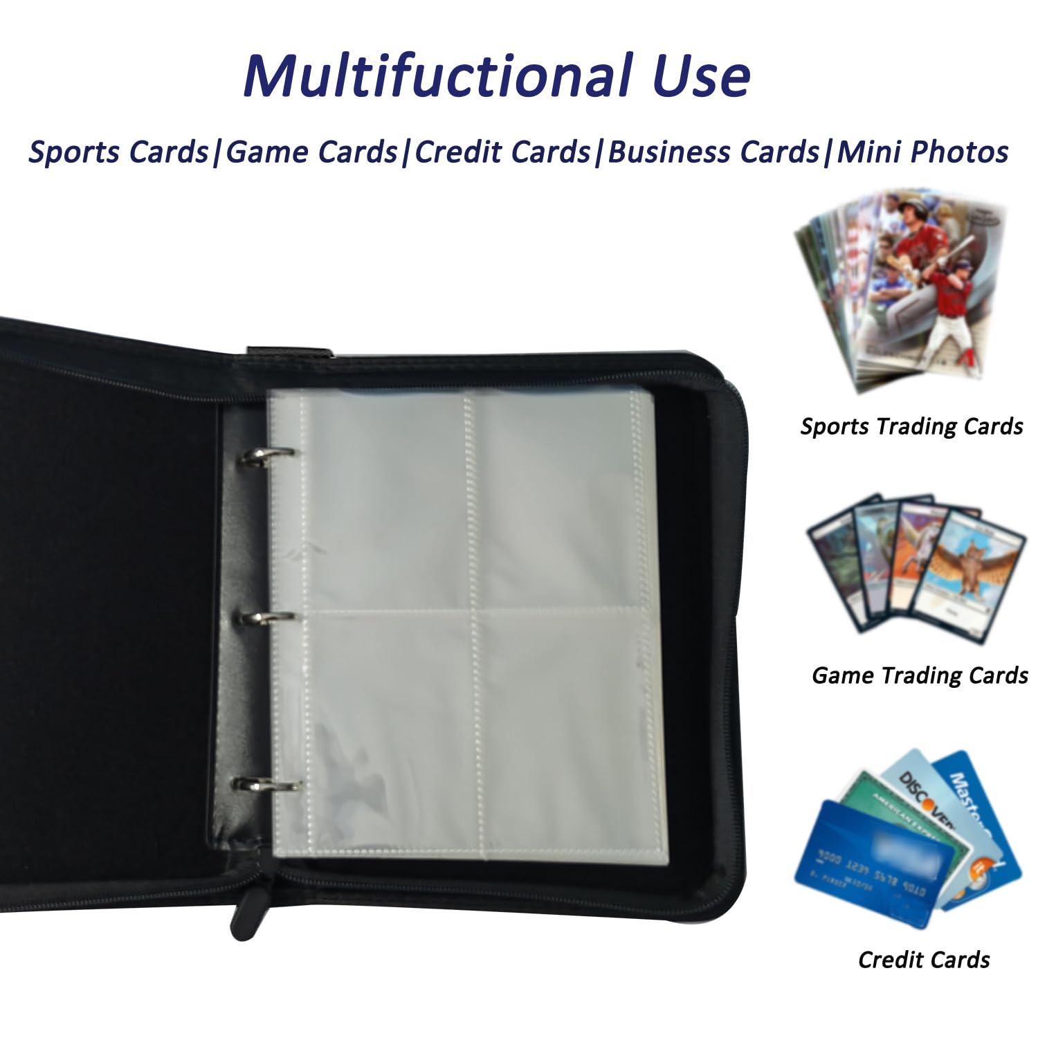 3 ring trading card binder Amazon.com: CardGuard Premium 3” Trading Card Binder – 100 Side-Loading  Pages 9 Pocket Binder