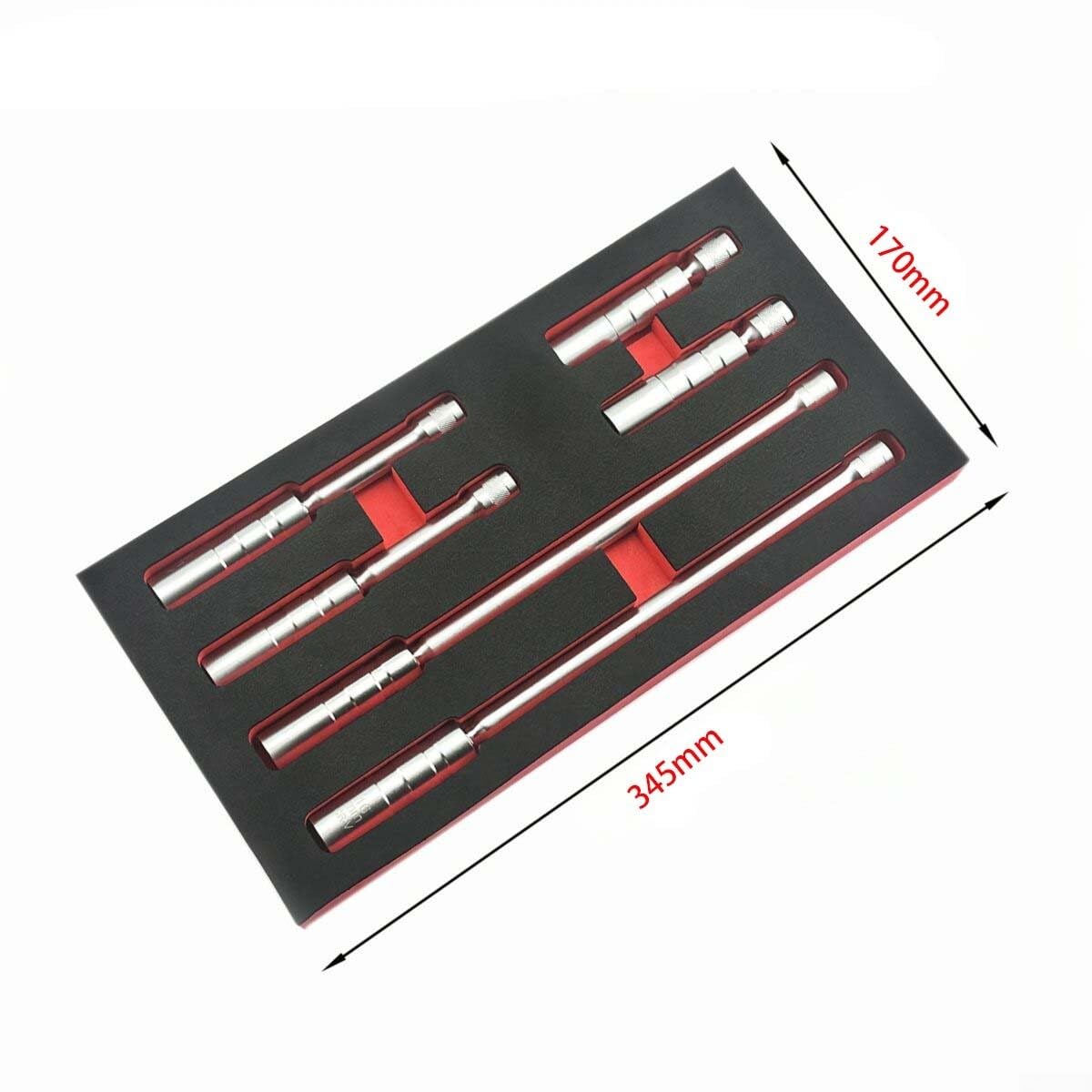 Drehbares Zündschlüssel-Set, 3/8-Zoll-Antrieb, magnetisch, dünnwandig, 14 mm, 16 mm, Chrom-Vanadium-Stahl, drehbare Verlängerung für Auto, Motorrad, enge Räume (6 Stück)