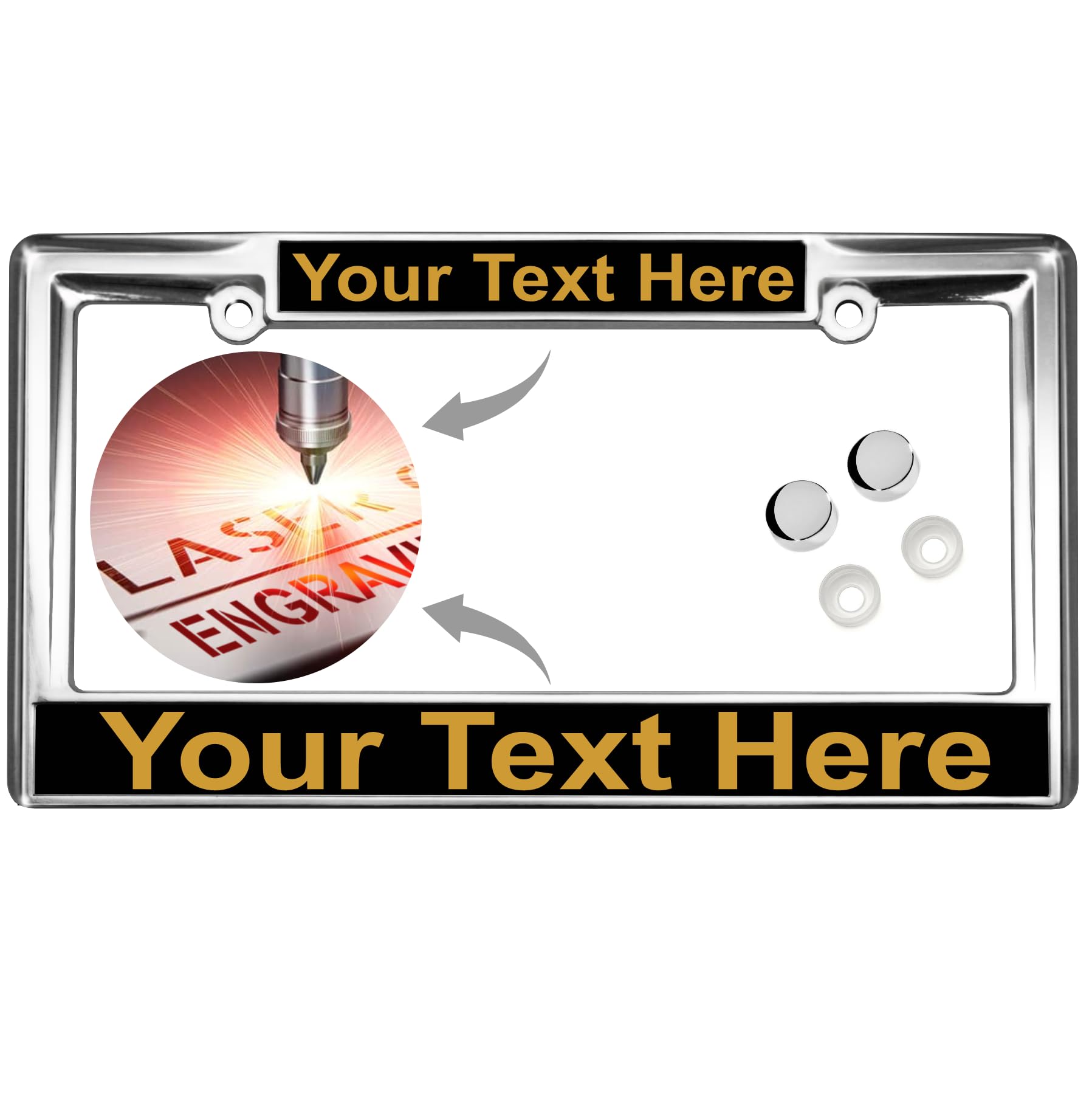 Custom Personalized Heavy Duty Chrome Metal Car License Plate Frame with Free c - Picture 101 of 132