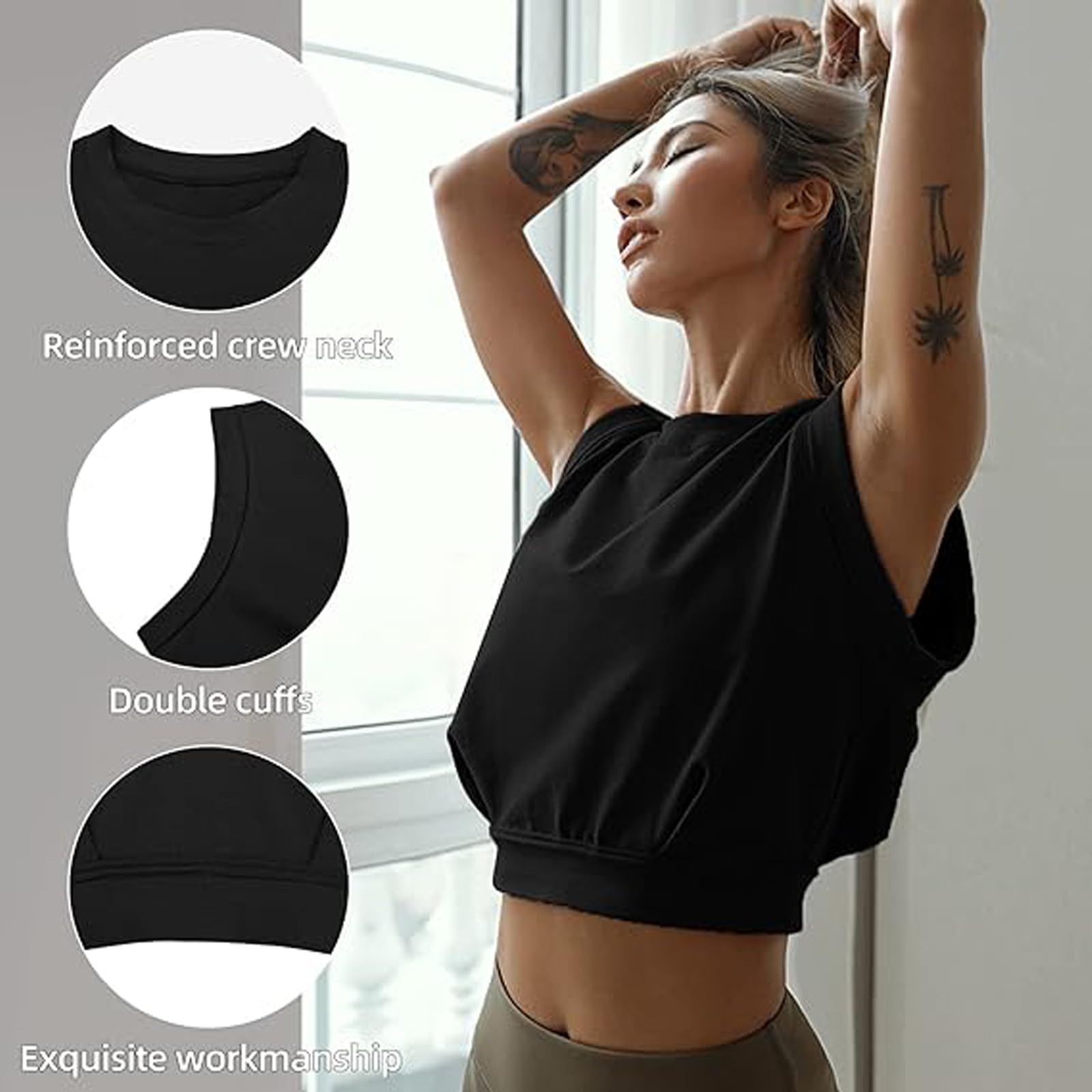 Camiseta Deportivo Sin Mangas para Mujer Crop Top Tanktop Fitness Yoga Corriendo