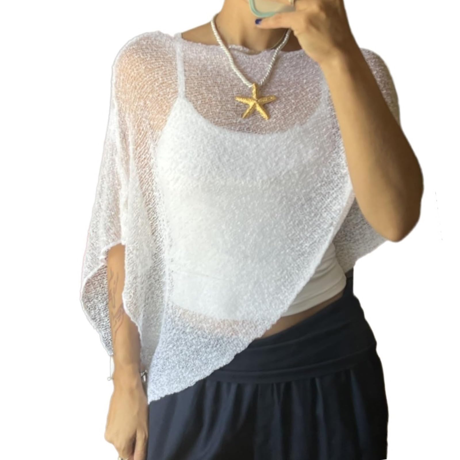 Mesh Poncho Womens Sheer Poncho Shrug Bolero Lightweight Summer Shrug Pullover Sweater
