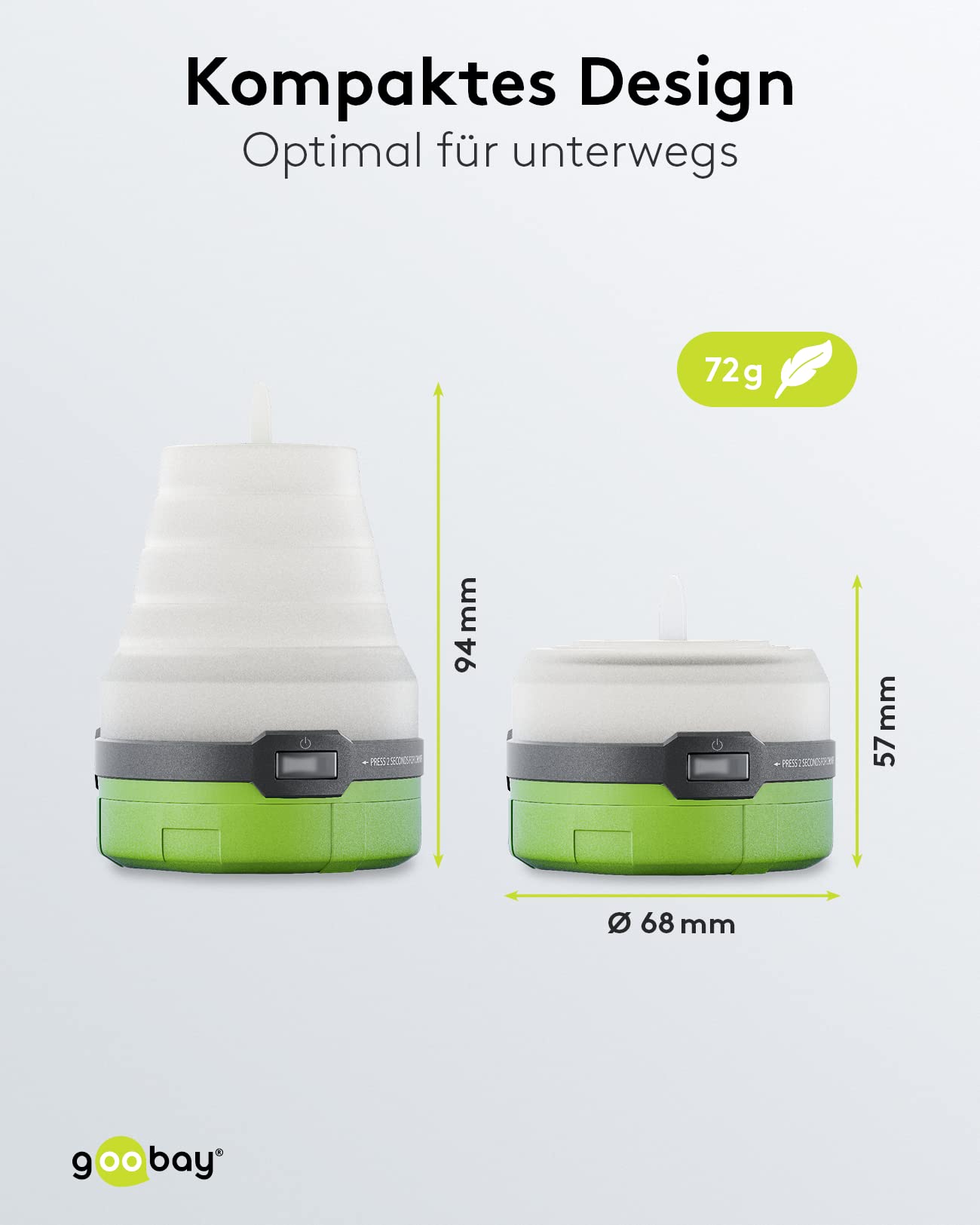 goobay 58392 LED lampa kempingowa / 1 W / 3 w 1 składana / strumień świetlny 90 lm / lampa wisząca / latarka LED / lampka nocna na kemping i aktywności na świeżym powietrzu / obowiązkowa pozycja na