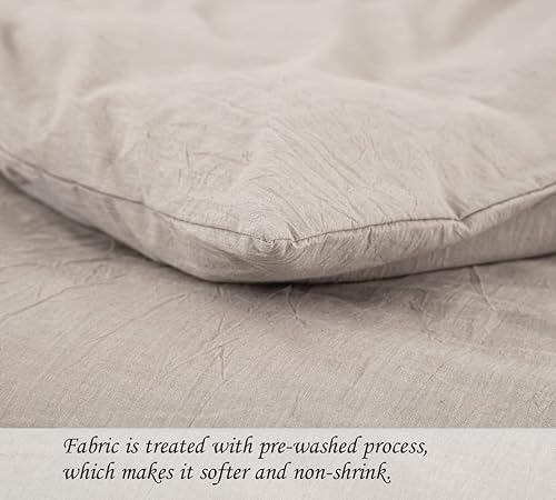 Miniatura 6 de DAUAOTO Juego de funda de edredón Queen de 90 x 90 pulgadas, color beige grisáceo, aspecto de lino neutro, algodón lavado, cierre largo con