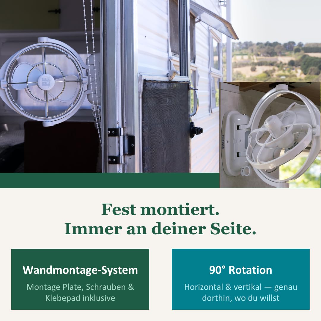 Portsea Arlo Wohnwagen Ventilator 12V/24V – Leiser Camper Fan mit Fernbedienung, Timer, LED & Insektenlicht, für Wohnmobil, Van, Caravan & Boot