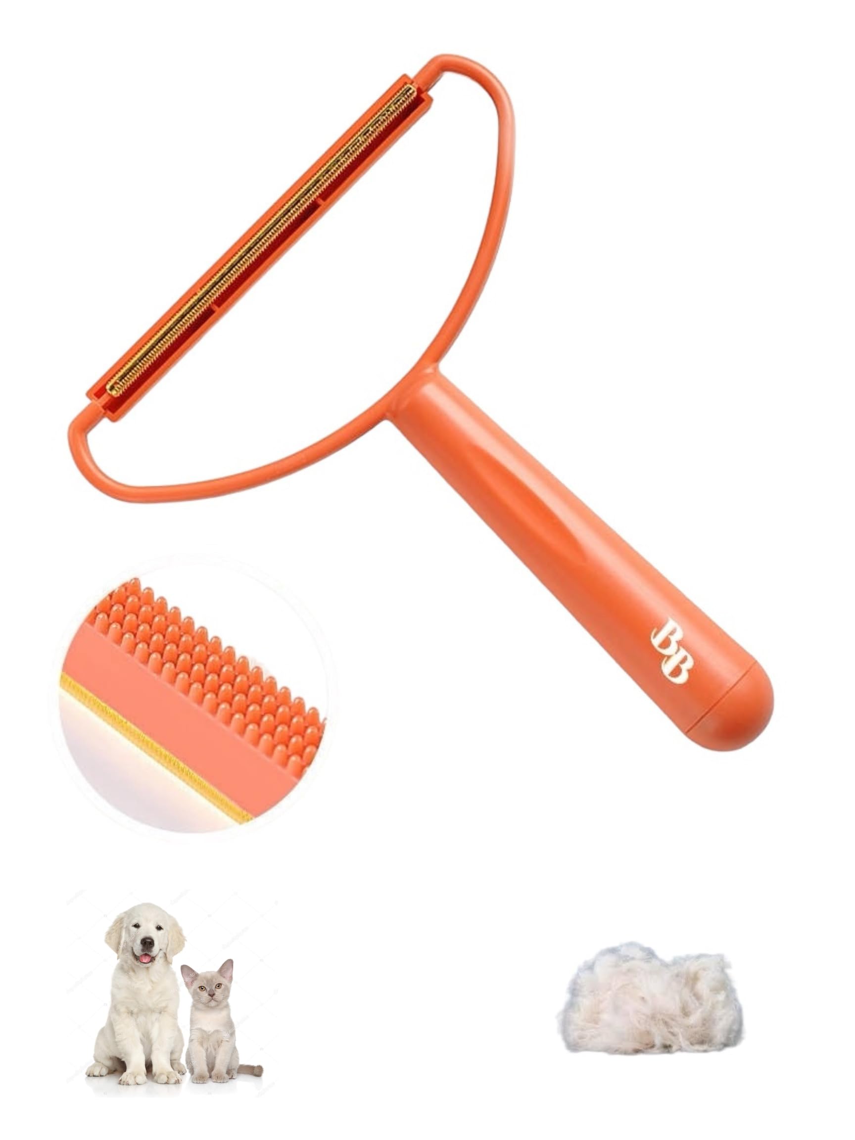 Generic Pet Hair Removal Tool, 2-Sided with Shave and Smooth Surfaces, Large Size, Pet Cleaning Brush for Furniture (Orange)