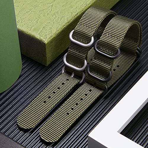 Image of BINLUN Premium Ballistic Nylon Watch Strap, Heavy Duty 5-Ring Replacement Watch Band with Stainless Steel Buckle, Durable & Comfortable Sport Band for Men Women, Fits 18-24mm