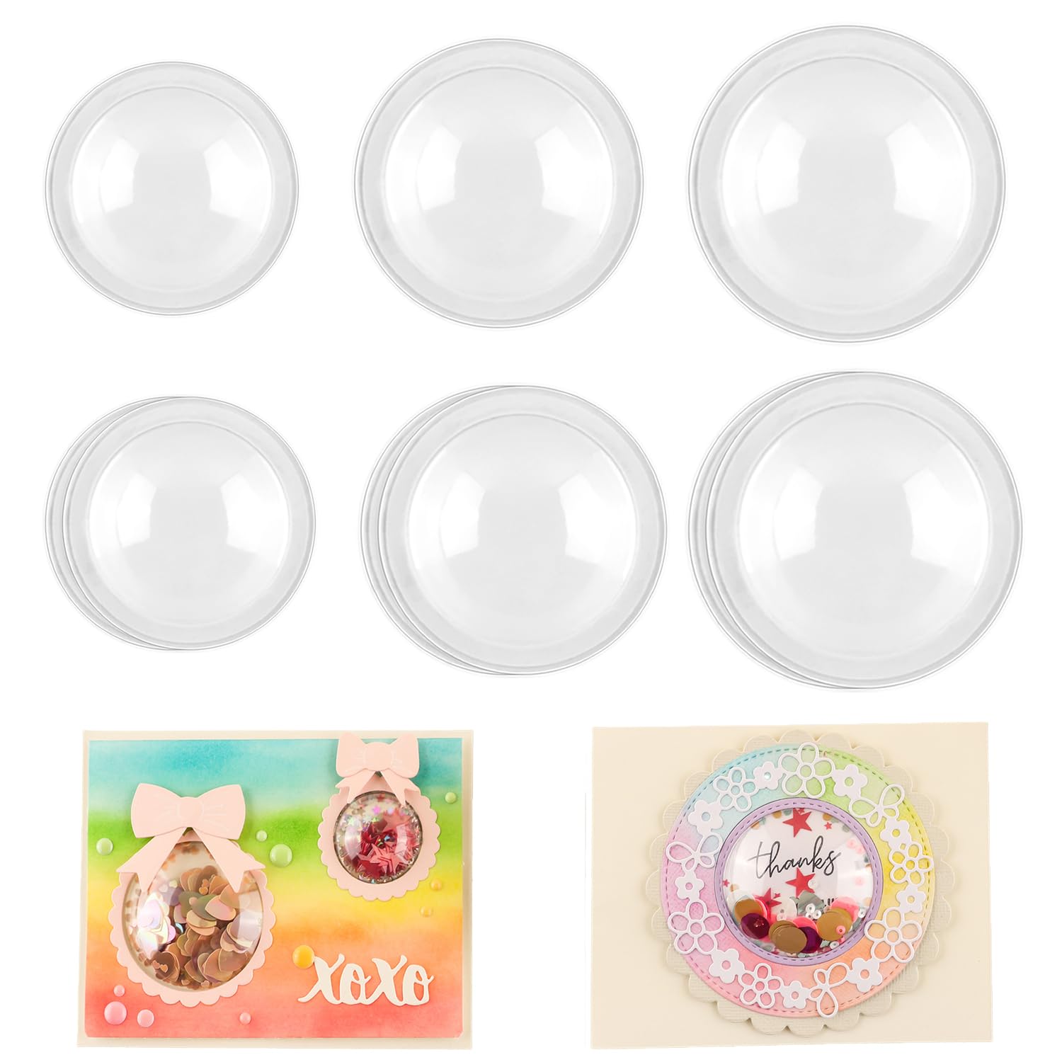 BAOFALI 30PCS 3 Sizes 3D Dimensional Shaker Domes for Adding Dimensions to Shaker Cards Puffy Plastic Window Covers for Card Making Handmade Crafts Clear Pouch Cover Scrapbooking Tool