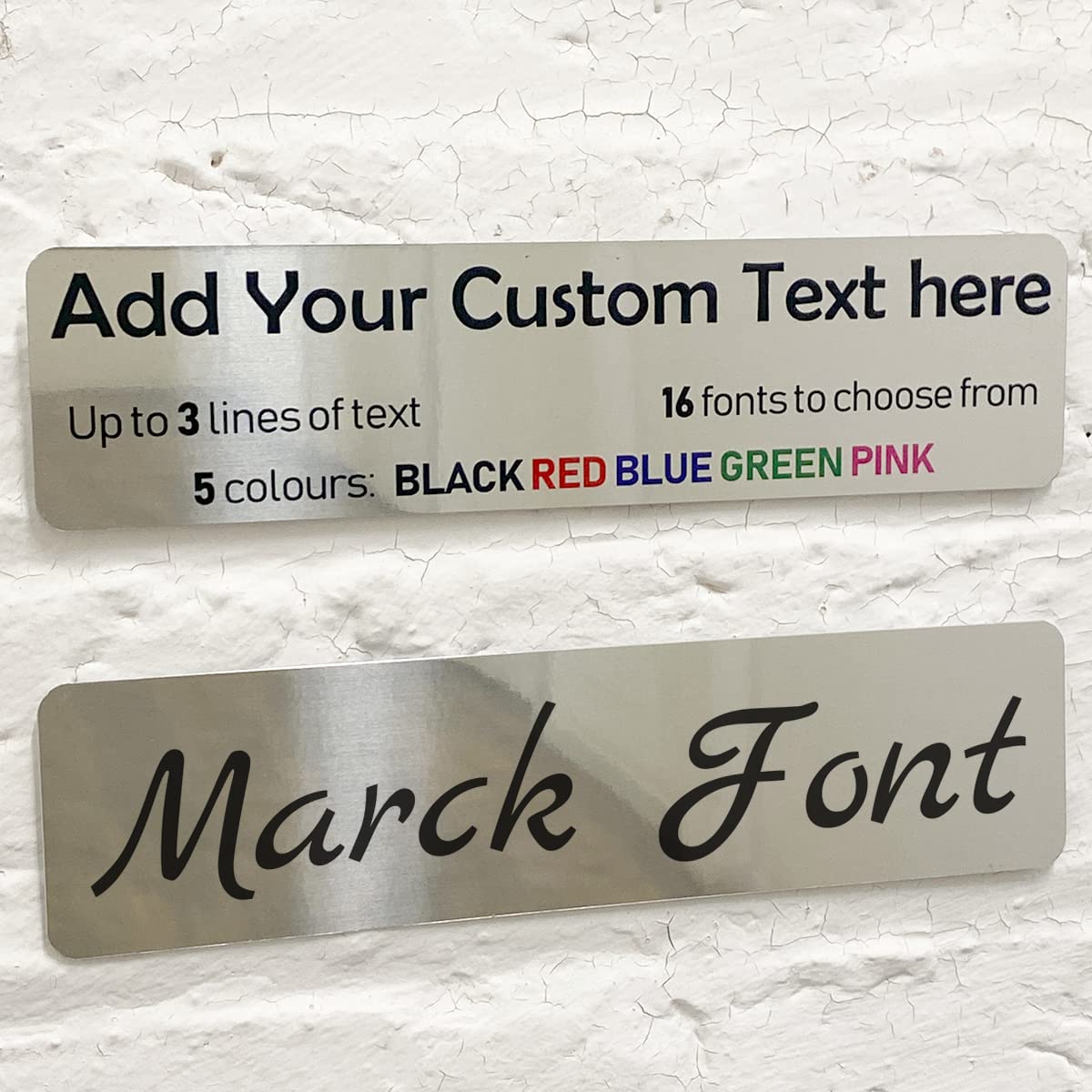 Personalised Aluminium Metal Mirror Plaque Bespoke Sign Childs Bedroom Door Add Own Text - in Marck Font (20 x 5 cm, 7.8 x 2 inches)