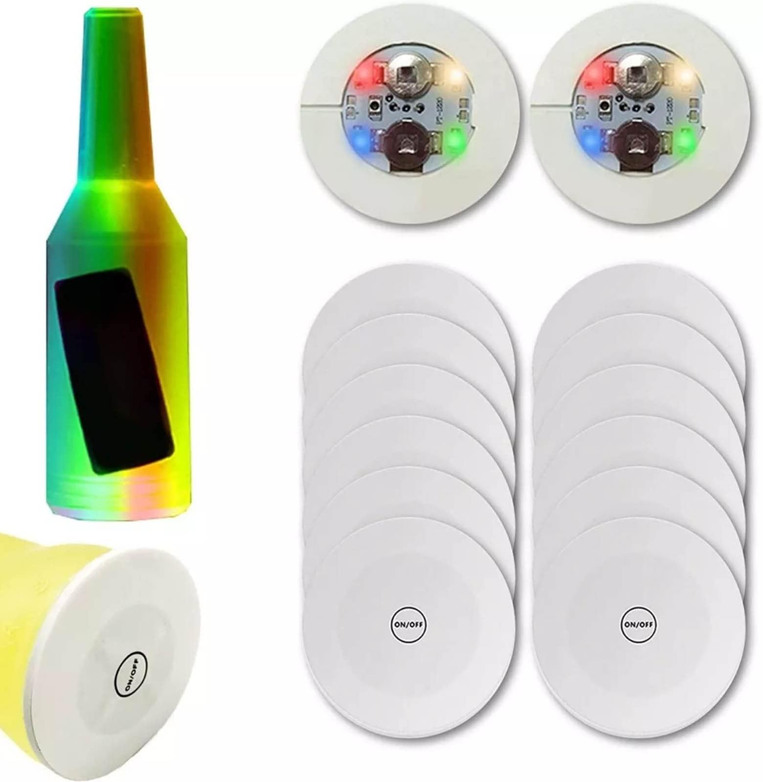 LED Light Cup Label, Adhesive Backing 12 PCS Small Reusable Cool for LED Bottle Light Bar