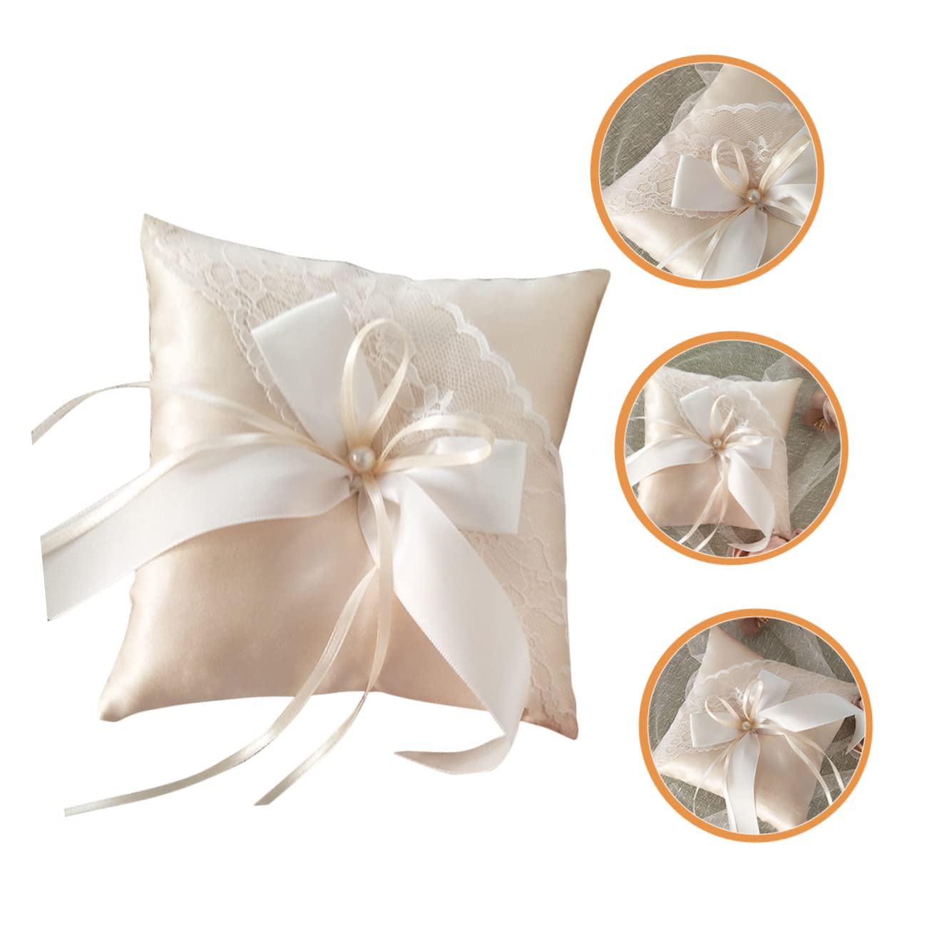 BRIGHTFUFU Wedding Pillow with Pearls Decoration Color for Wedding Party Proposal Engagement and Special Events
