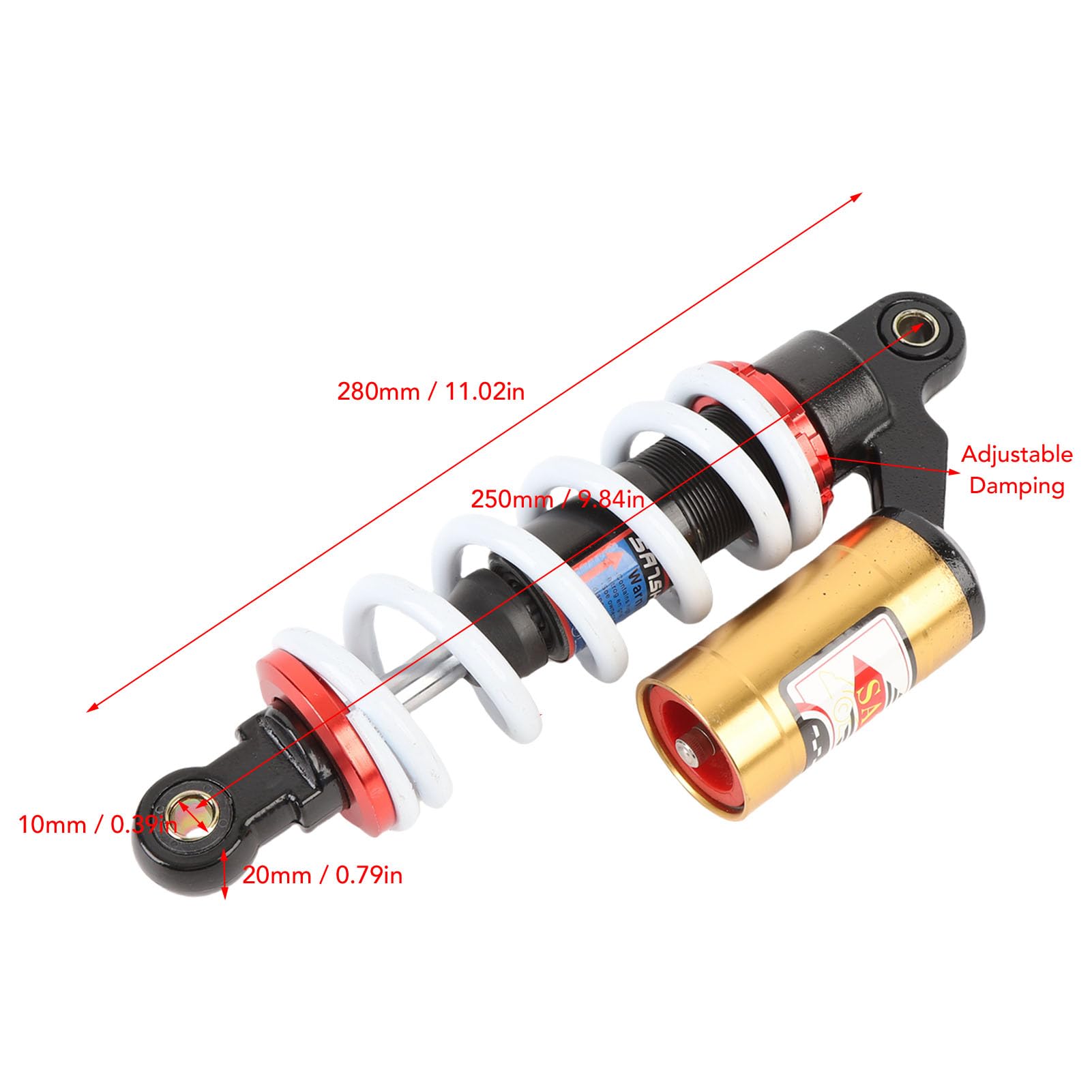 CHICIRIS Amortiguador, Amortiguador de Suspensión de Resorte Ajustable de Servicio Pesado de 250 Mm de 250 Mm para Bicicleta de Tierra ATV GO KART Scooter