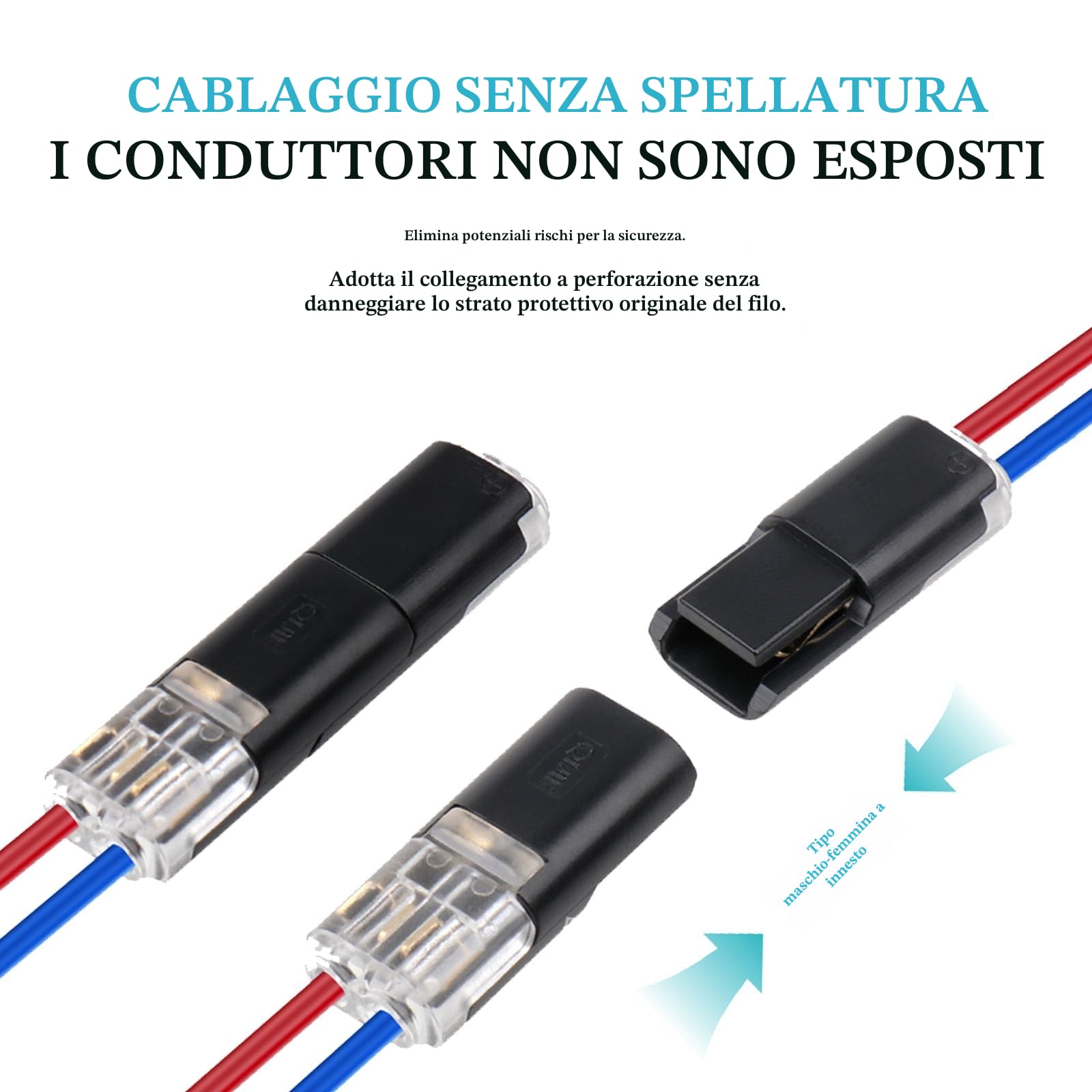YESLUSY 40 Connettore, Connettori Elettrici Rapidi 12V, 2 Pin, Impermeabili, Connettore Elettrico per Cavi AWG 18-22