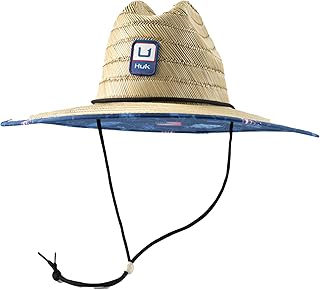 HUK Straw, Wide Brim Fishing & Beach Hat for Men