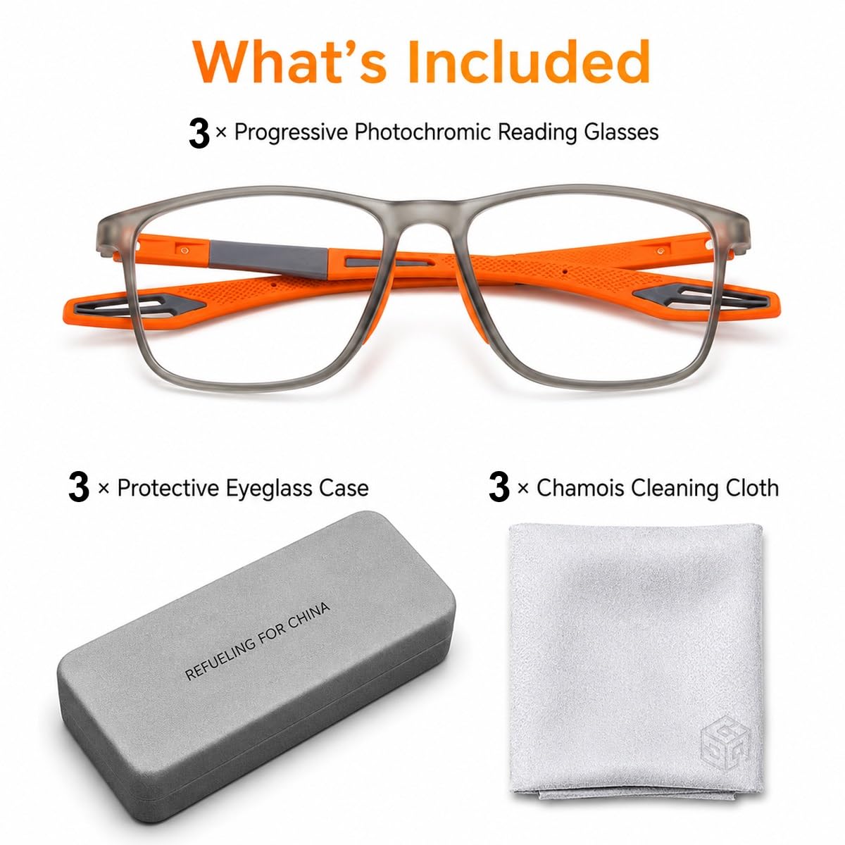 Generisch 3er-Pack Selbsttönende Multifokale Lesebrille, Gleitsichtbrille für Damen Herren, Blaulichtfilter Computerbrille mit Etui